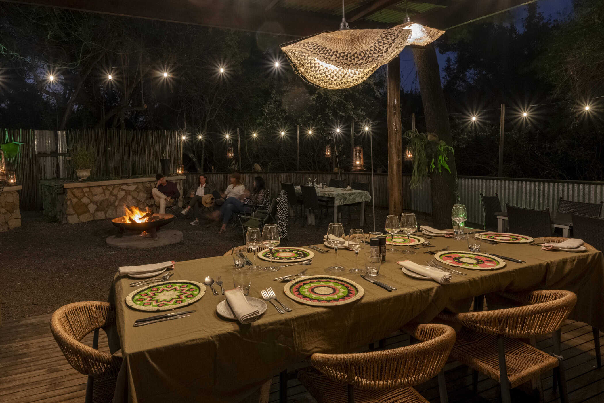 dinner table in outdoor boma