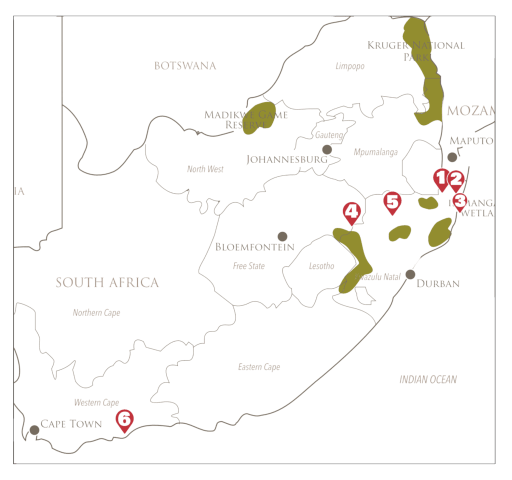 map of african safari collective locations