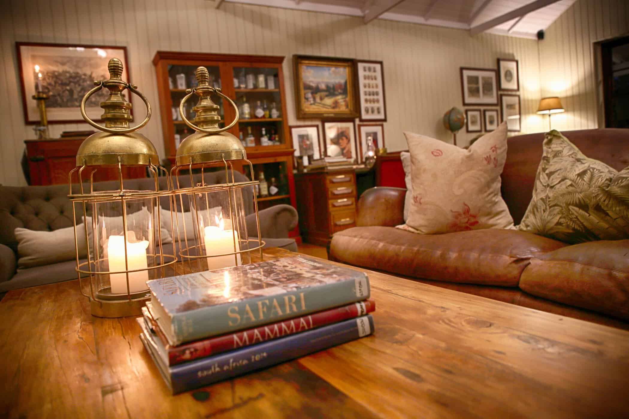 closeup of books on lounge table